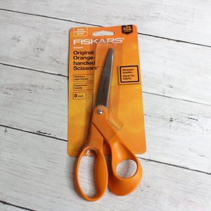 Fiskars 8" Scissors Stainless Steel Blades Ergonomic Handle Orange
